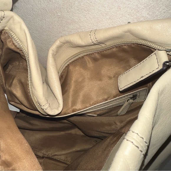 Mia Battina Women's Genuine Leather Cream Bag - Picture 3 of 11